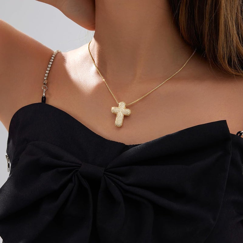 Partm Gold Cross Necklace for Women 14K Plated Dainty Pendant Cross Chain Faith Crucifix Choker Baptism Necklace for Women Trendy Religious Jewelry Hypoallergenic - Image 4